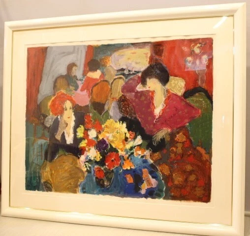 Roy Fairchild "cafe cresp" Silkscreen Painting signed limited 286/350 Roy Fairchild "cafe cresp" Silkscreen Painting signed limited 286/350