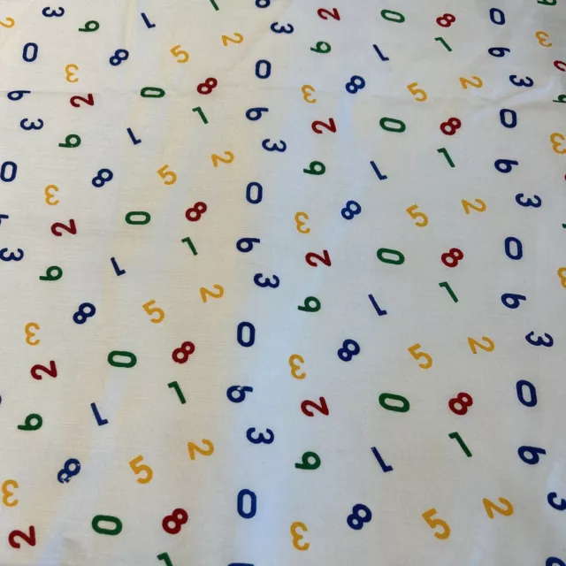 Quilting Novelty Fabric Colorful Numbers On White Background Childs Apparel