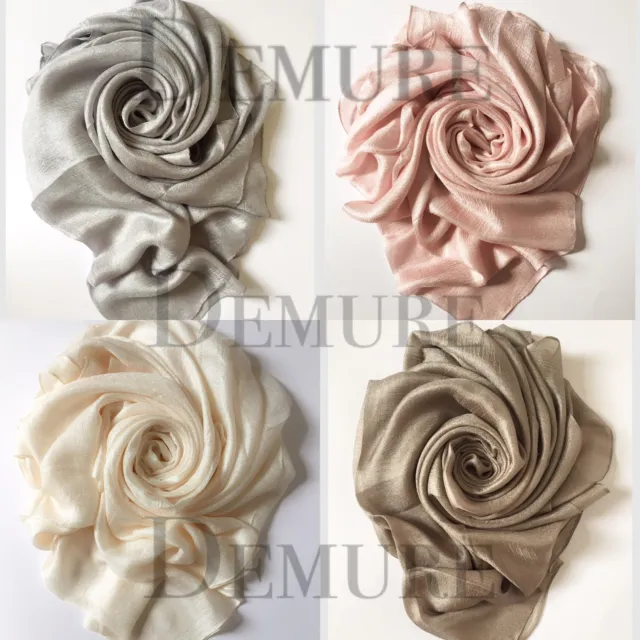 Satin Silk Hijab Scarf Elegant Plain Maxi High Quality Shawl Wrap Cape Sarong