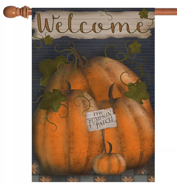 Toland Pumpkin Patch Welcome 28x40 Rustic Fall Autumn Gourds House Flag