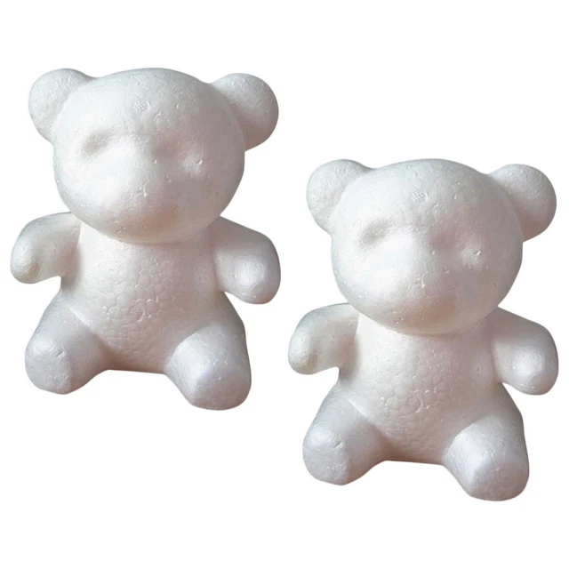 2pcs Blank Unlackiert Unfinished Dekorative Schäume DIY Bär Ornamente 4