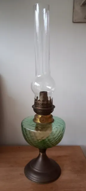 Lampe A Huile A Pétrole Ancienne Verte