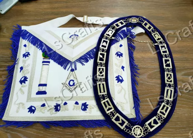 Masonic Regalia Master Mason Apron hand embroidered apron and chain collar