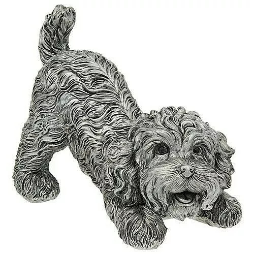 Large silver effect playing Cockapoo ornament figurine decoration Dog lover gift