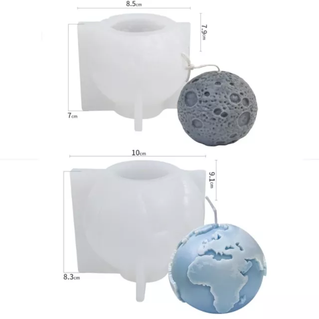 Fabricación de jabón 3D arte molde de cera Moldes de vela de luna de tierra 2