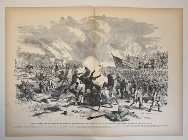 1896 Victorian Print/Engraving, Battle Wilson's Creek, Springfield MO