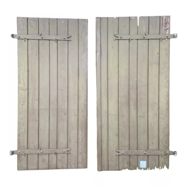 Pair of Vintage French Painted Window Shutters