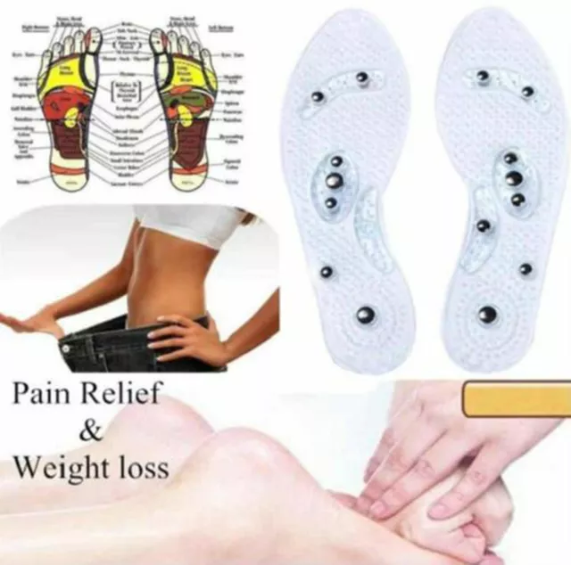 2/4x Silicone Shoe Insoles Magnetic Pads Therapy Feet Massage Men Women Foot Pad 3