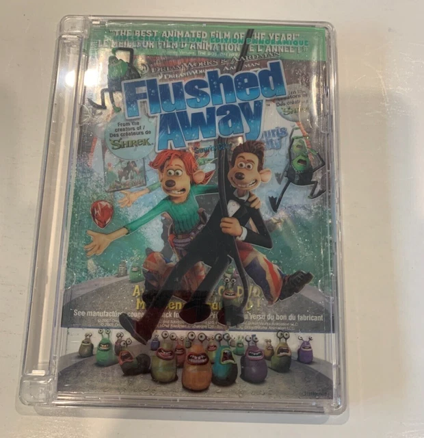 FLUSHED AWAY USED DVD 2007 Full Frame Clear Plastic Clam Shell Case £6.