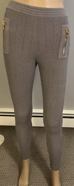 Balmain Grey Knit Back Zippered pants NWOT FR 36 US 2/4