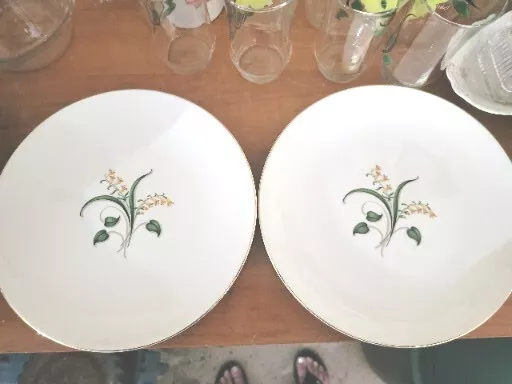 Edwin Knowles FORSYTHIA 10" Dinner Plates Set of 2 Yellow Floral