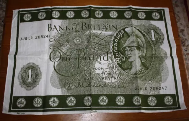 Vintage ULSTER WEAVERS Irish Linen Tea Towel POUND NOTE (ST)