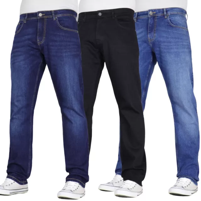 Mens Basic Stretch Jeans Straight Leg Work Denim Regular Big Tall Waists New