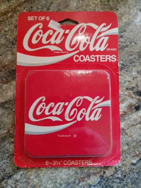 Vintage COCA COLA  coasters RETRO SET OF 6 Cork Backed Red
