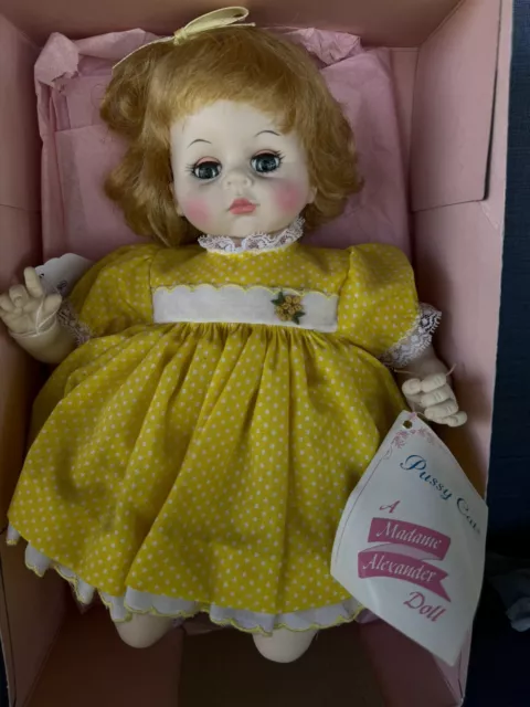 Vintage IOB Madame Alexander "Pussycat" Baby Doll Blonde Yellow Dress