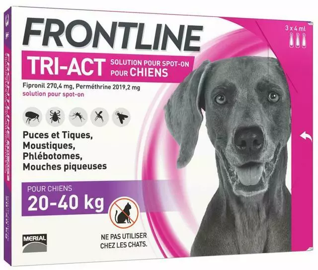 FRONTLINE TRI-ACT 3 Pipette Antiparassitario per Cani (20-40 kg)