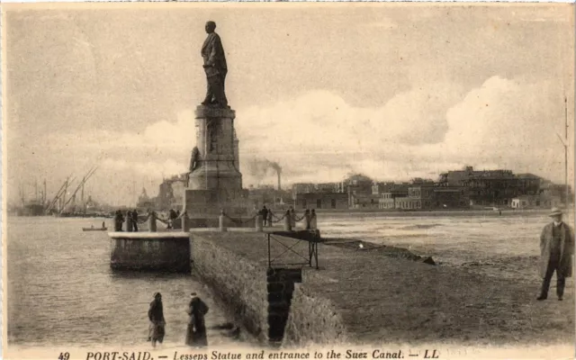 CPA AK PORT-SAID Lesseps Statue and Entrance to the Suez Canal EGYPT (1326021)