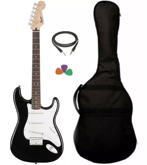Chitarra Elettrica Fender Squire Bullet Nera con Borsa Cavo e plettri Omaggio