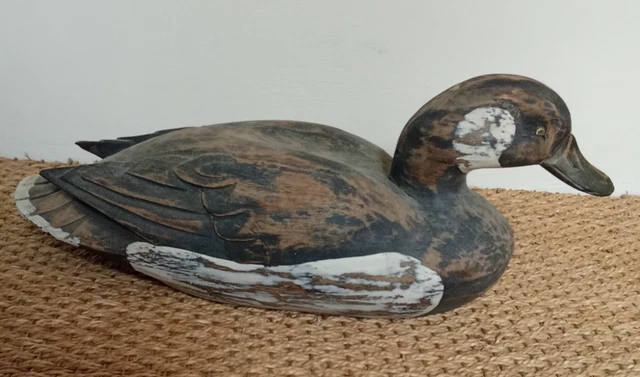 ANCIEN CANARD EN bois sculpté main, longueur 30 cm EUR 28,00 - FR