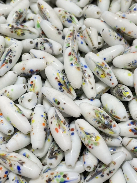 2mm White Floral Spaghetti Loose Glass Beads DIY Jewelry Making Bead Cute!