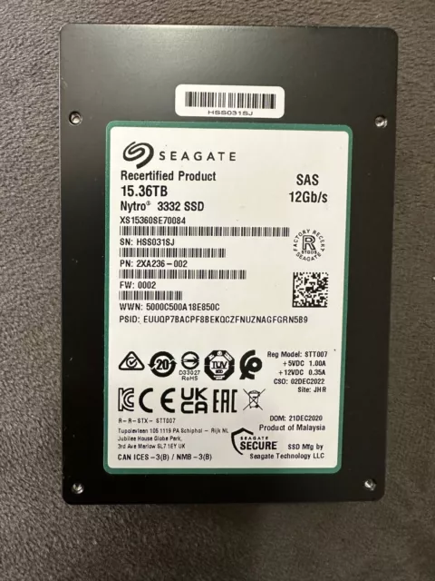 Seagate Nytro 3332 XS15360SE70084 15.36TB SAS SSD 12Gb/s 2.5" Solid State Drive