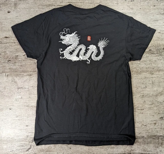 Bowery Supply Co. T-Shirt Mens Medium Black Kanji White Dragon Short Sleeve