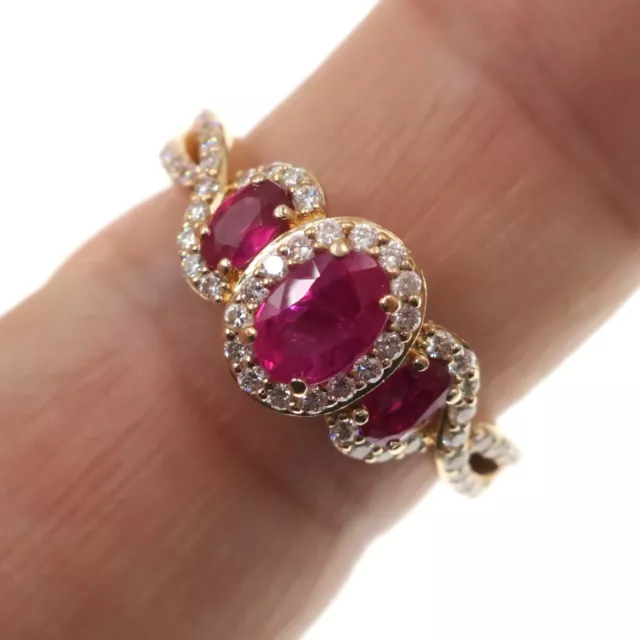 Le Vian 14k Solid Yellow Gold Passion Ruby and Diamond 3-Stone Ring Size 7