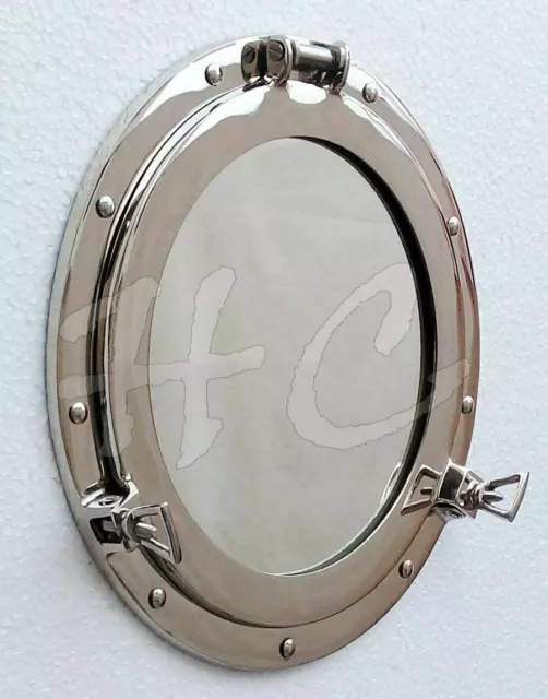 12"Vintage ships sea sailing porthole Solid Brass Nautical PORT HOLE MIRROR new 3