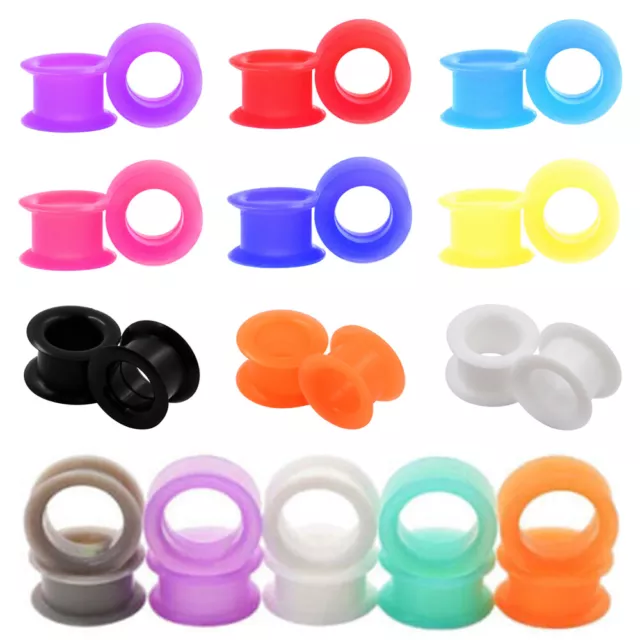 4X Thick Silicone Ear Plug Round Edge Double Saddle Flesh Tunnel Gauge Stretcher