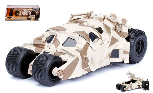 Jada Toys Tumbler Camo Batmobile 1:24 modèle de voiture avec figurine Batman, cockpit et portes ouvertes avec roue libre Camouflage