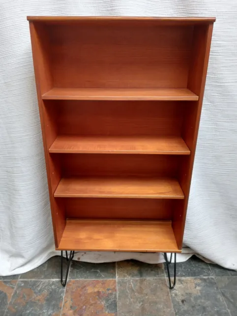 Teak Mid Century Bookcase On Hairpin Legs *