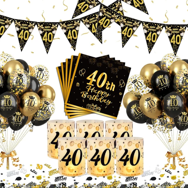 Decorazione Palloncini 46 Compleanno Uomo e Donna - Oro e Nero - Topper Torta 46 Anni - Deco Compleanno