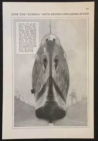 “How the Europa Gets Record-Breaking Speed” 1930 pictorial German Ocean Liner
