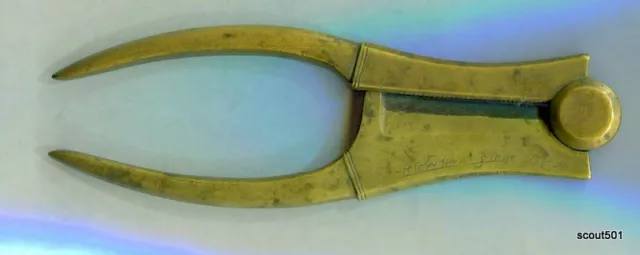 Vintage Brass Inscribed Areca Betel Nut Cutter Tool India Persia