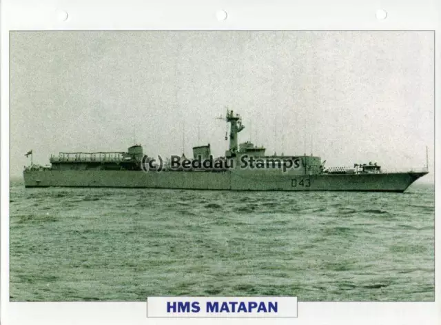 1945 HMS MATAPAN Battle Class Destroyer Ship / GB Warship Photograph Maxi Card