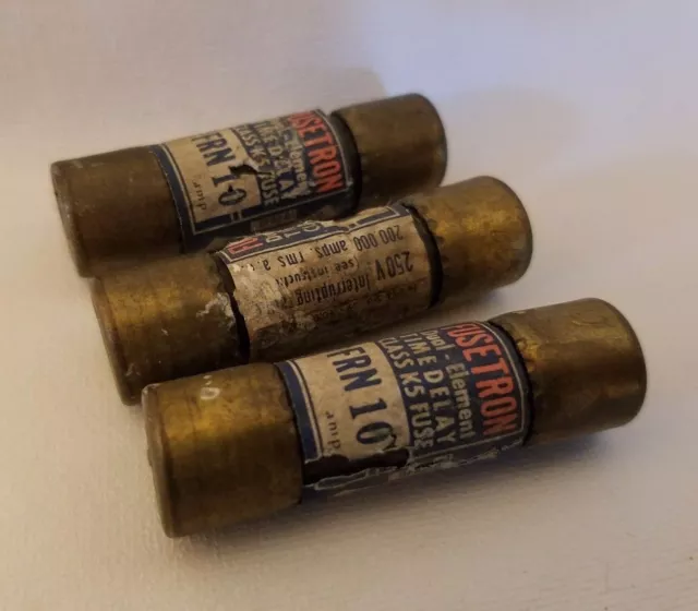 Lot De 3 Cooper Bussmann Buss FRN-10 Fusetron FRN10 Fusibles 10A 10 Amp 250V