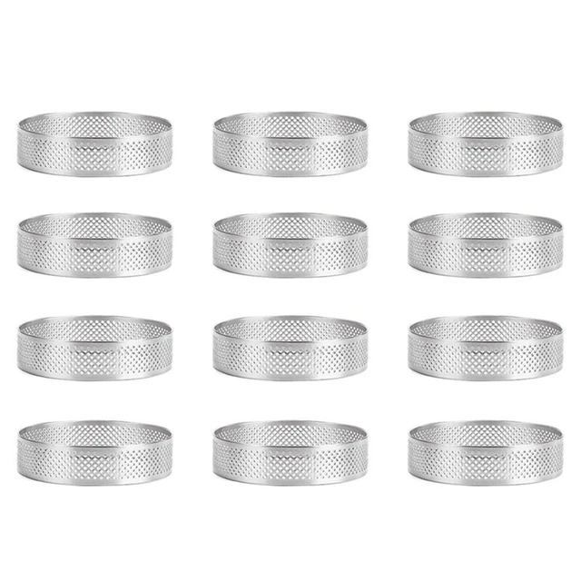 Paquete de 12 Anillos para Pasteles De Inoxidable, Pastel Perforado Mousse, Pastel F S3F6
