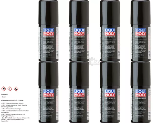 8x LIQUI MOLY Motorbike Kettenspray weiß white Grease 1592 Flasche Alu 50 ml