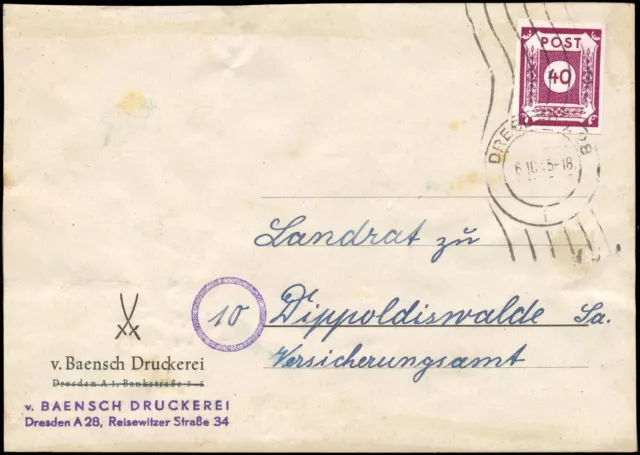 SBZ - Ostsachsen, 1945, 50A, Brief