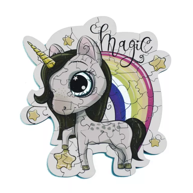 Wooden Jigsaw Puzzle Whimsical Pieces by Kakadu Decor - Magic Unicorn