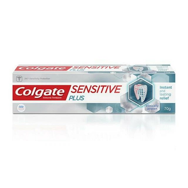Pasta dental Colgate Sensitive Plus Anticavity con alivio instantáneo y duradero 70 g