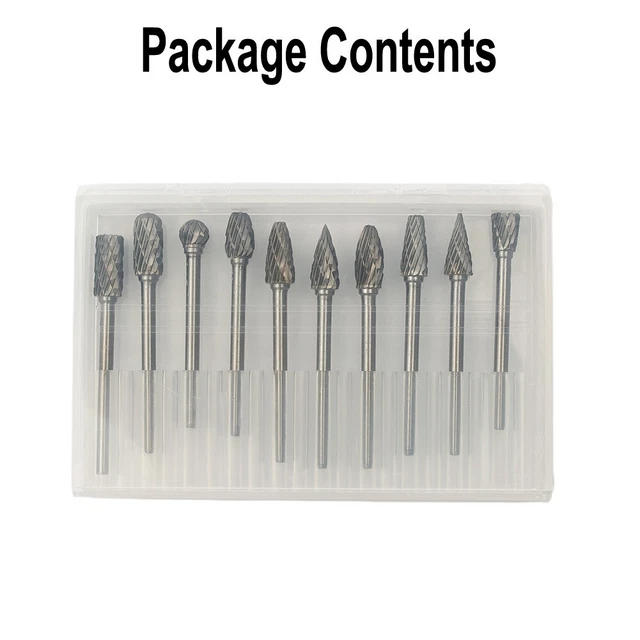 10x 1/4 Double-Cut Tungsten Steel Carbide Rotary-Burr Die-Grinder Shank-Bit