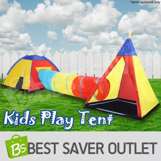 Kids Toddlers Teepee Tunnel Pop Up Play Tent Cubby Playhouse Indoor Outdoor Toy