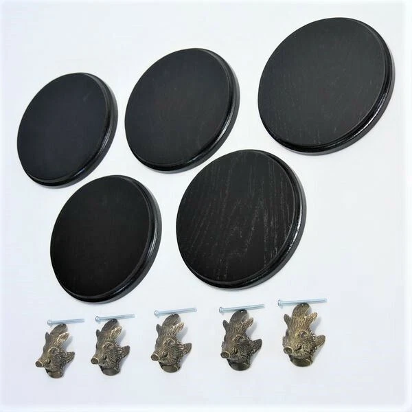 5 X Placa de Jabalí Tablero Keiler Gewaffbrett Oscuro AF15cm 5x Cabeza Ornamento