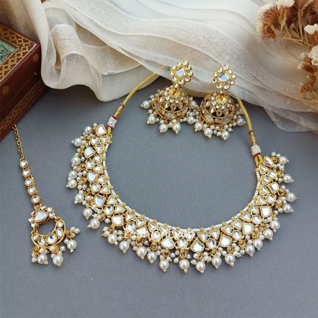 Indian Bollywood Style Jasmine Kundan Jewellery Set - White