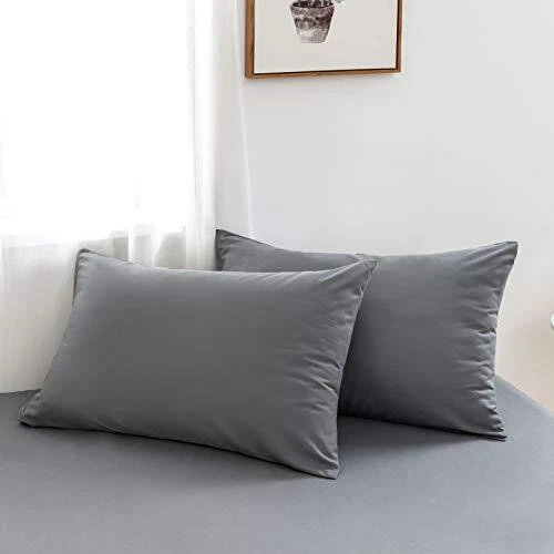 MOHAP Lot de 2- Taies d'oreiller Gris 50x70cm Housse d'oreiller avec Une Ferm...