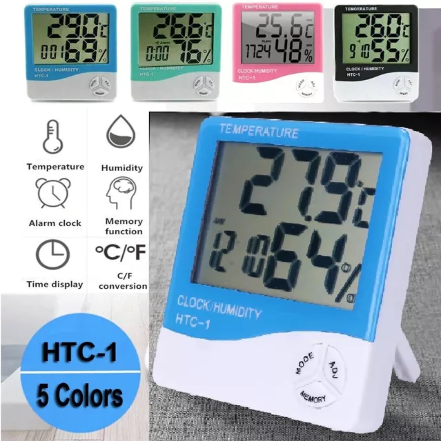 LCD Digital Room Thermometer Indoor Temperature Hygrometer Humidity Meter Clock