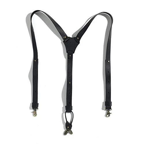 Suspenders Leather Brown, Black, Natural, Oxblood Slim 1 Inch | Wiseguy