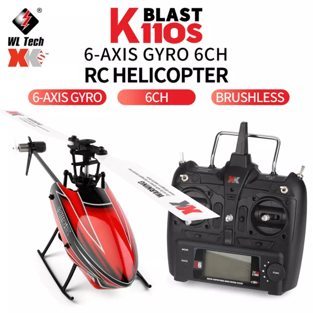 Wltoys XK K110S 6CH 3D 6G System Single Paddle Brushless RC Helicopter Aircraft