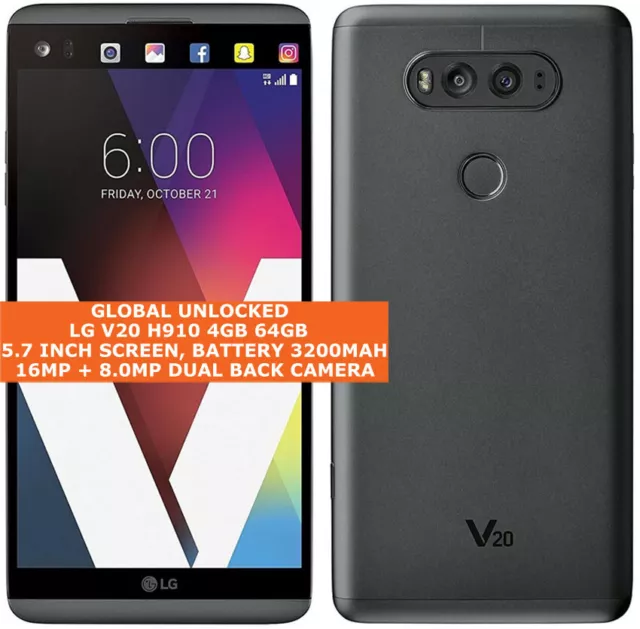 LG V20 H910 4gb 64gb Quad Core AT&T 5.7"Hd Screen B&O 4g Unlocked Android